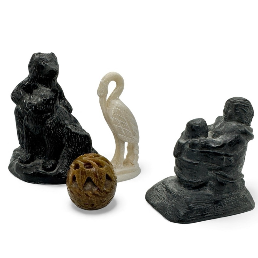 🐻 Canadian Soapstone Sculpture Lot 🦢